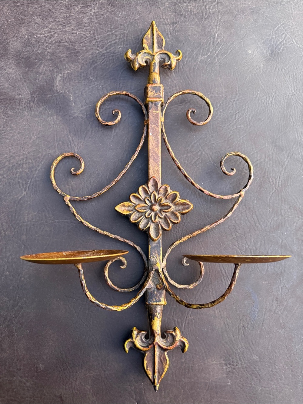 Gold Ornate Metal Wall Candle Sconce gothic
